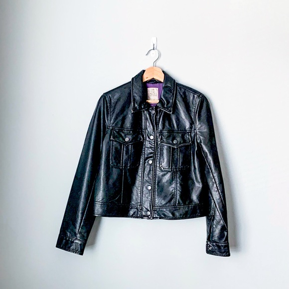 Free People Emma Shrunken Vegan Leather Jacket - Picture 1 of 4